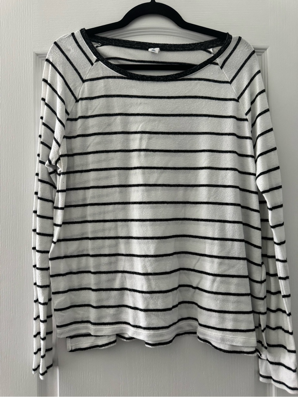 Old Navy White and Black Striped Long-Sleeve Tee